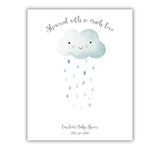 Baby Shower Fingerprint Keepsake Picture + Ink, Cloud Baby Shower Decorations Unisex Print Wall Art