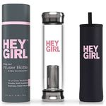 Hey Girl Infuser Bottle - Infuse Your Favorite Loose Leaf Tea, Tea Bags, Cold Brew Coffee, or Fruits in Hot or Cold Water - Glass Tumbler to Enjoy Everywhere You Go