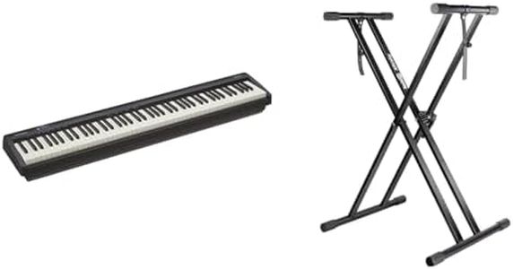 Roland FP-10 Digital Piano, 88-Key Digital Piano, Portable, Black & RockJAM RJXX363 Xfinity Doublebraced Pre Assembled Highly Adjustable Keyboard Stand with Locking Straps