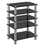 HiFi Racks and Stands Audio Rack Cabinet AV Shelf TV Table Stand 5 Tiers Tempered Glass Shelves for Turntable Record Player DVD Stand Audio Entertainment Unit Media Cabinet