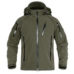 TACVASEN Men's Special Ops Tactical Jacket Water-resistant Softshell Hiking Fleece Jacket Green, L