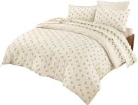 Bluemoon Bedding Rose Bud Floral Pattern Luxurious Flannelette 100% Natural Brushed Cotton Thermal Duvet Cover Sets Reversible Bedding Sets (Rose Bud Natural, Single)