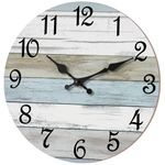 Wall Clock - CHYLIN 14 Inch Bathroom Clock, Rustic Wall Clocks Battery Operated, Silent Non Ticking Wooden Coastal Beach Clock for Kitchen, Living Room, Bedroom, Office (White)