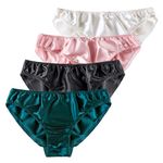 UU BEN Silk Briefs for Women Satin Panties Ruffle 100% Mulberry Silk Underwear Pure Silk Bikini String Bikini