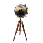 TrenDec Tripod Antique World Globe 8 Inch with Metal Stand for school study Home Decor & Office Table, Showpiece, Table top Accessory for gaming, Gifting and Learning - Black globe