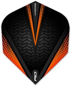 RED DRAGON Hardcore Radical Black & Orange Extra Thick Standard Dart Flights - 4 sets Per Pack (12 Dart Flights in total)