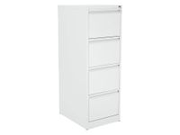 The Workplace Depot Filing Cabinet – Lockable 2, 3 or 4 Drawer Steel Storage Unit in Black, White or Grey with Adjustable Hanging Rails, Space-Saving Organiser for Home & Office (White, 4 Drawer)