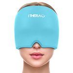 iTHERAU Migraine Relief Cap, Migraine Ice Head Wrap, Headache Relief Hat Migraine Mask, Stretchable Cold Therapy Cooling Headache Ice Pack for Puffy Eyes, Tension, Sinus&Stress Relief Blue Pack