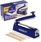 Wallaby Impulse Sealer - 8 inch - Manual Heat Sealer Machine for Mylar Bags - Heavy Duty for Strong, Secure Sealing for Long Term Food Storage - Two Fuse & Strip Replacement Kits Included (Blue)