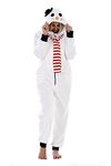 Keanu Womens Thick Snuggle Hooded Onesie - Luxury Warm Fleece Novelty Snowman Onesie - Sizes 8-20 (White, 8-10)