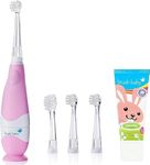 brush-baby Pink BabySonic Electric Toothbrush Bundle Set Includes Electric Toothbrush, 4 Brush Heads & 1 AAA Battery, 12 ml Toothpaste (Pink Set)