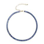 BriLove 14K Gold Plated Classic Cubic Zirconia Tennis Necklace for Women, Dainty Diamond Tennis Chain Choker Necklace Bridal Wedding Jewelry Gifts Navy Blue