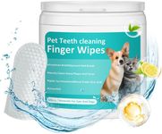 PITHER Dog Teeth Cleaning Wipes, Pet Dental Finger Wipes for Dogs & Cats Disposable Gentle Dog Teeth Cleaning Pads Tooth Brushing Kit Freshen Bad Breath Remove Plaque & Tartar Buildup 50 Counts