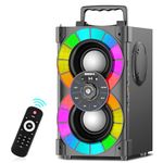 BSZHI Bluetooth Speakers 80W Big Powerful Wireless TWS Loud Portable Outdoor Home Party Speaker with LED Lights, Subwoofer, FM Radio, Remote and Stereo Bass Sound Boombox