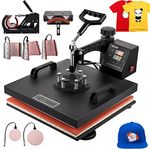 VEVOR Heat Press Machine 15"x15" 8 in 1 Multifunctional Sublimation Dual LED Display Heat Press Machine for T Shirts Swing Away Design 1050W