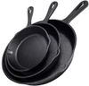 Simple Chef Cast Iron Skillet 3-Piece Set w/Cookbook - Heavy-Duty Professional Restaurant Chef Quality Pre-Seasoned Pan Cookware - 10", 8", 6.25" Pans - For Frying, Saute, Cooking, Pizza - Black