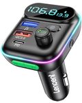 LENCENT FM Transmitter in-Car Adapter, Wireless Bluetooth 5.0 Radio Car Kit,Type-C PD + QC3.0 Fast USB Charger, Hands Free Calling, Mp3 Player Receiver Hi Fi Bass Support U Disk