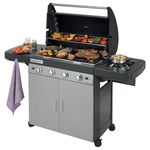 Campingaz 4 Series Classic LS Plus Gas BBQ 4 Burner Gas Barbecue Grill 12.8 KW Power Instaclean Easy Cleaning System Cast Iron Grid and Griddle with Side Burner, Black/Grey, 160 x 59.8 x 115.6 cm
