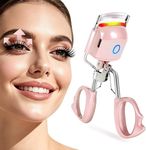 Heated Eyelash Curler Electric Eyelash Curlers 8s Fast Heating Lash Curler Safe Anti-Burn Lash Curler Intelligent Temp Control rizador de pestañas for 24H Long Lasting Curls (Pink)