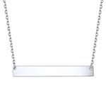 ChicSilver 925 Sterling Silver Bar Necklace Personalized Custom Horizontal Bar Pendant Neckalce for Women