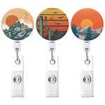 Badge Reel, Retractable Nurse Badge Holder with Alligator Clip ID Name Card Badge Clip for Office Student Doctor Nurse (3pack Sunset)