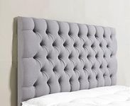 mm08enn Colchester 26" Tall Buttoned Headboard in Chenille Fabric 2FT6,3FT,4FT,4FT6,5FT,6FT (5ft King Size, Light Grey)