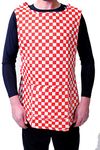 Black Pepper Unisex Check Tabbard Apron for Waiters, Catering, Laundry, Cleaners, Red/White, S/M