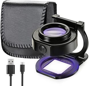 25X Loupe Magnifier with 6 Light, USB Rechargeable Three-Folding Desktop Portable Metal Eye Loupe Scale Sewing Magnifing Glass for Textile Optical Jewelry Tool Coins Currency