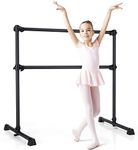 Costzon Portable Ballet Barre Freestanding for Dancing Stretching Ballet Workout Exercise Equipment Easy Assembly Sturdy & Stable Construction Double Dance Bar (Black)