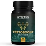 Ambrosial Testoboost Ultra Premium Herbal Testosterone Booster for Men | Blend of 3 Natural Herbs Testosterone Supplements for Men | Support Muscle Growth & Energy Boost (Pack of 1-60 Capsules)