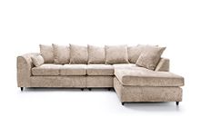 Abakus Direct Harriet Corner Sofa - Cream Crushed Chenille - Large L Shaped Couch Unit for Living Room - Range Includes 2 Seater, 3 Seater, U-Shaped Sofa & Footstool - Corner Plus Right