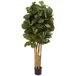 Nearly Natural 5’ Fiddle Leaf Fig Artificial Tree, Green