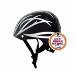 STREETJAM Open Face Helmet for Kids, Hard PP Outer Shell, EPS Inner Comfort Linner case, Adjustable Strap & Size Adjuster Dial, Unisex Kids Helmet (Styke - Black/Silver, 8-13 Years)