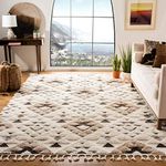 SAFAVIEH Moroccan Tassel Shag Collection 8' x 10' Ivory/Brown MTS688A Boho Non-Shedding Living Room Bedroom Dining Room Entryway Plush 2-inch Thick Area Rug