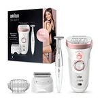 Braun Silk-pil 9 Epilator for Long-Lasting Hair Removal with Electric Shaver & Trimmer & Bikini Trimmer, 100% Waterproof, UK 2 Pin Plug, 9-890, White