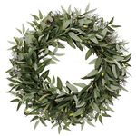 SOFTFLAME 24 inch Artificial Wreath Green Leaves Wreath Olive Branch Greenery Wreath, Perfect for Home Office Indoor Decoration