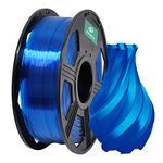 High Speed PETG Filament 1.75, Pinuotu PETG 3D Printer Filament 1.75mm Dimensional Accuracy +/- 0.02mm, 1kg Spool (2.2lbs), PETG Transparent Blue