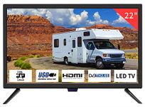 TV 22 inch IPS HD 1080P Screen,Small tv with Freeview Receiver,12 volt TV Built Digital T2 Tuner,USB,HDMI/RCA/VGA inputs,Suitable for Bedroom Caravan