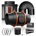 SPIDER FARMER 6 Inch Inline Fan Carbon Filter Ducting Kit, Exhaust Fan with Temperature Humidity Controller Hydroponics Grow Tent Ventilation Kit for Heating Cooling Booster, Grow Tents, Hydroponics