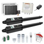 TOPENS AD5S Solar Automatic Swing Gate Opener for Dual Swing Gate Up to 550lbs Or 16 Feet Each Leaf, Extra Solar Controller Included