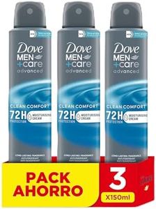 Dove Men + Care Advanced Clean Comfort 72 H, spray da uomo, 150 ml, confezione da 3 unità