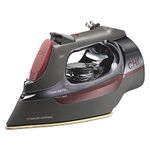 CHI Steam Iron for Clothes with 8’ Retractable Cord, 1700 Watts, 3-Way Auto Shutoff, 400+ Holes, Professional Grade, Temperature Control Dial, Titanium Infused Ceramic Soleplate, Black/Chrome (13109)