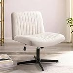 Arbolean Criss Cross Desk Chair no Wheels,Armless Fabric Padded Office Chairs with Wide seat for Crossing Leg,Mid Back Vanity Living Room Task Swivel Chair with 120°Rocking