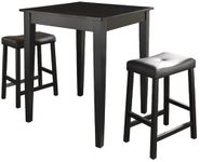 Crosley 3-Piece Pub Dining Set with Tapered Leg and Upholstered Saddle Stools