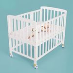 Flwrgirl Portable Mini Baby Crib - Convertible Baby Cribs with Soft Foam Mattress(38 * 24"),3 Heights(21",16",12") Bedside Bassinet Sleeper,Bedside Crib Co Sleeper for Small Space,White