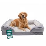 Furhaven Pet Bed for Dogs and Cats - Plush and Velvet Waves Perfect Comfort Sofa-Style Memory Foam Dog Bed, Removable Machine Washable Cover - Granite Gray, Jumbo (X-Large)