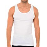 abanderado Men's Clásico Sport Canalé Kniited Tank Top, White (Blanco 001), Medium (Size: M/48)