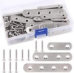 Swpeet 115Pcs 3 Sizes Stainless Steel Flat Straight Brace Brackets Metal Shelf Support Brackets Joining Plate with Screws Perfect for Mending Repair Plates Fixing Bracket Connector - 50mm/ 80mm/ 100mm