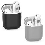 ZALUJMUS Compatible with AirPods Case Cover Skins, 2X Case for Airpods Case 1&2 [Front LED Visible][Support Wireless Charging] [Thickness 1.0mm] (Black+Gray)