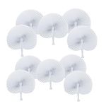 ZWIN 60PCS White Wedding Fans Round Folding Paper Fans Plastic Handle Pocket Fans for Wedding Celebration Birthday Party Favor